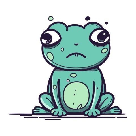 Frog vector illustration. Cute cartoon frog character. Vector il