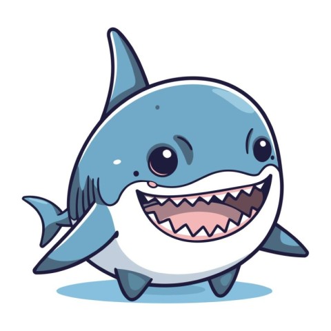 Cute cartoon shark. Vector illustration isolated on a white back