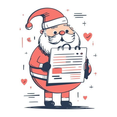 Santa Claus with a notepad. Vector illustration in cartoon style