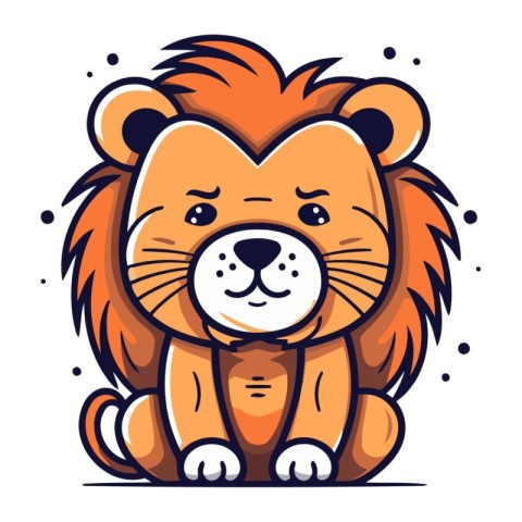 Cute lion. Vector illustration in cartoon style isolated on whit