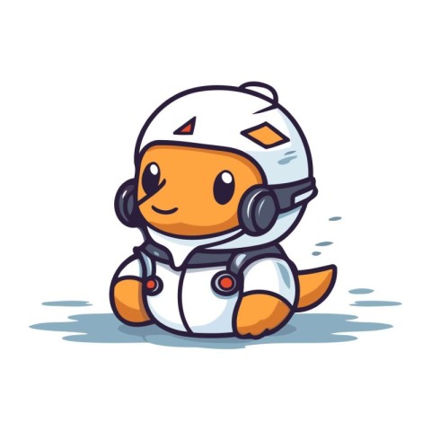 Astronaut with headphones. Vector illustration. Cute cartoon cha