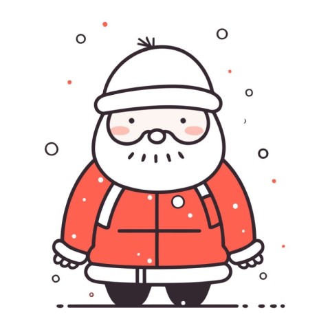 Santa Claus. vector illustration in flat line style. Christmas a