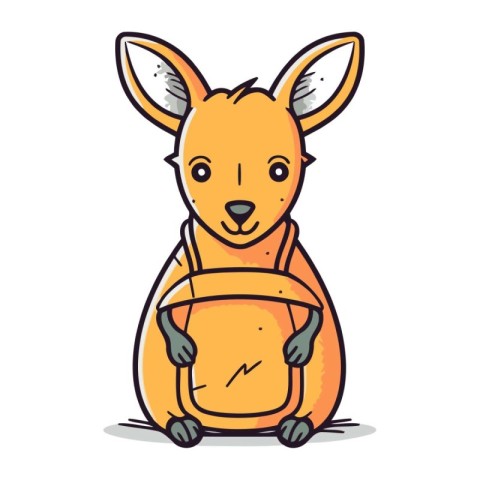 Kangaroo with backpack. Vector illustration of a kangaroo.