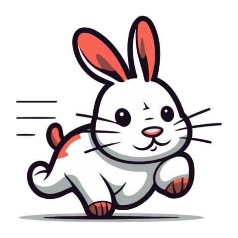 Rabbit running on white background. Vector illustration for your