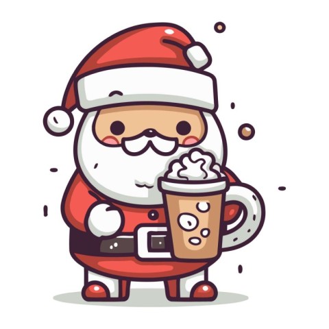 Santa claus holding a mug of beer cartoon character vector illus