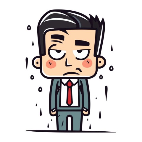 Businessman feeling sad. Vector illustration in a flat cartoon s