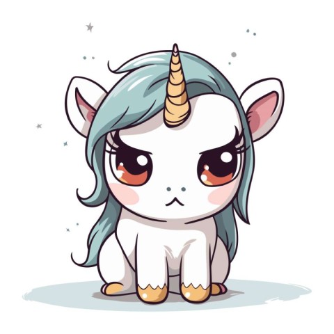 Cute cartoon unicorn. Vector illustration. Isolated on white bac