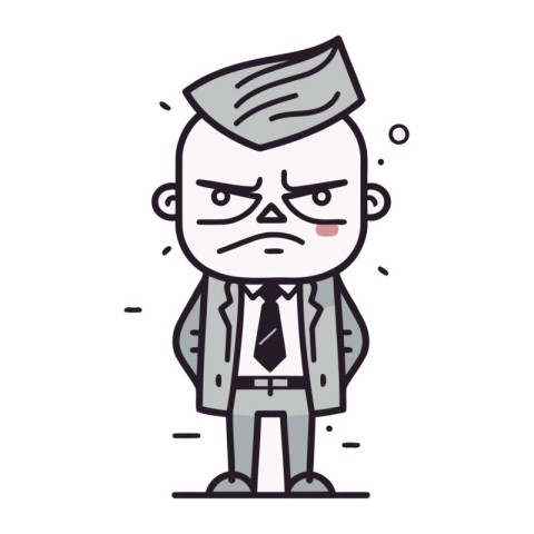 Angry Boss Vector Illustration. Businessman Cartoon Character in