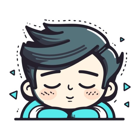 Cute boy with eyes closed. Vector illustration in cartoon style.