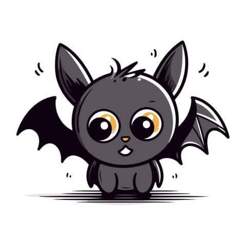 Cute cartoon bat. Vector illustration isolated on a white backgr