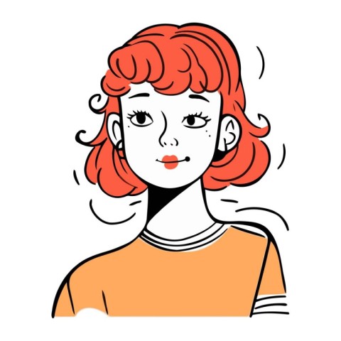 Vector illustration of a beautiful red haired girl with freckles