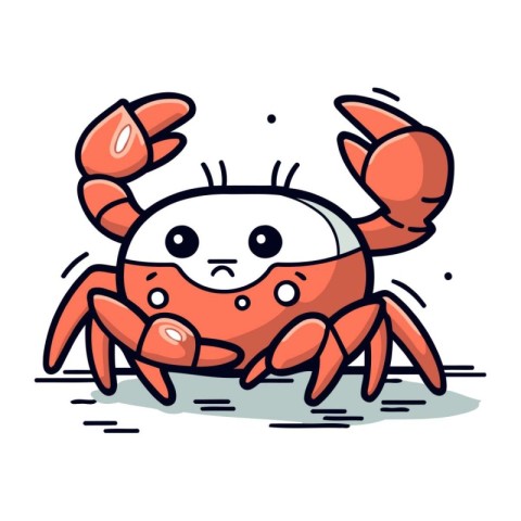 Crab character. Cute cartoon crab mascot. Vector illustration.