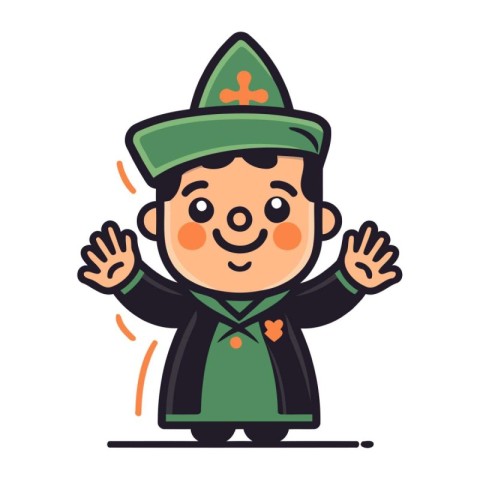 Cute boy dressed as a leprechaun. Vector illustration.