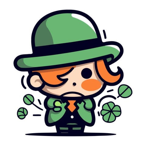 Cute Cartoon Leprechaun Boy Vector Icon Illustration Design