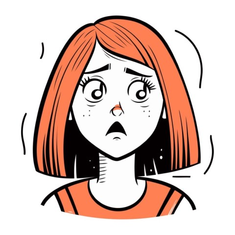 Cartoon illustration of a woman with a sad expression on her fac