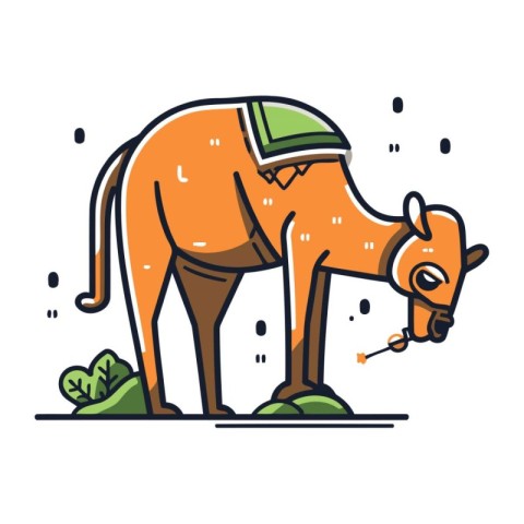 Camel in flat style. Vector illustration. Cute animal.