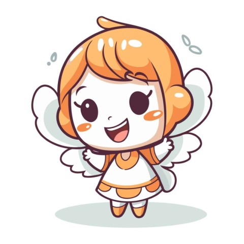 Cute little angel girl cartoon vector illustration. Cartoon cute