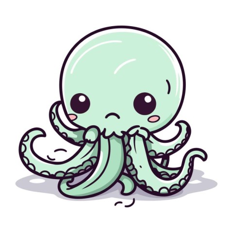 Cute cartoon octopus. Vector illustration. Isolated on white bac