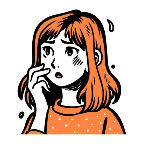 Woman thinks about something. Vector illustration of a girl with