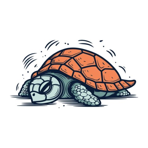 Tortoise. Vector illustration on white background. Cartoon style