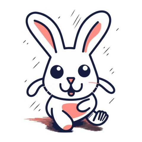 Cute cartoon rabbit with a spoon on a white background. Vector i