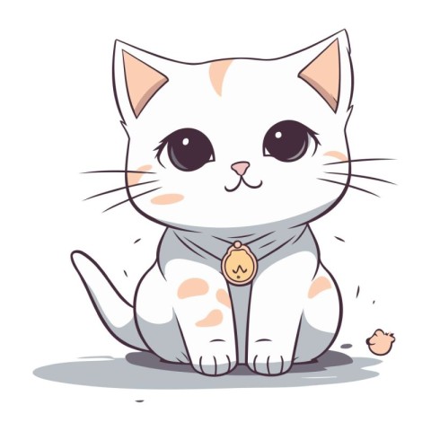 Cute cat. Vector illustration on a white background. Cartoon sty