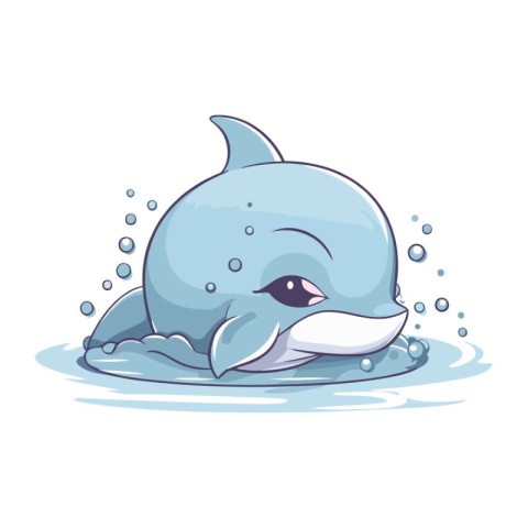 Cute cartoon whale. Vector illustration isolated on a white back