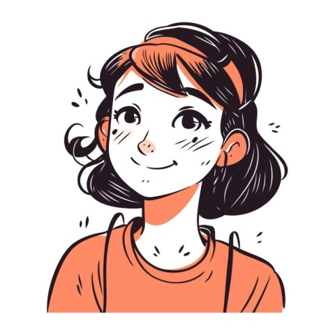 Vector illustration of a girl with a smile on her face. Smiling