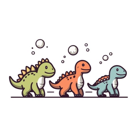 Cute dinosaurs in cartoon style. Vector illustration for your de