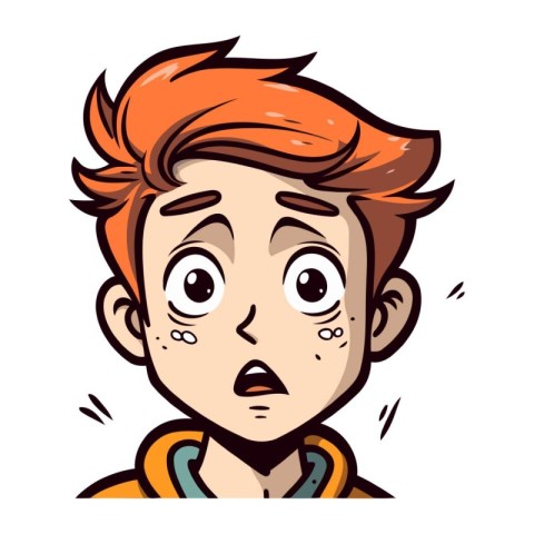 Illustration of a boy with a scared expression on his face.