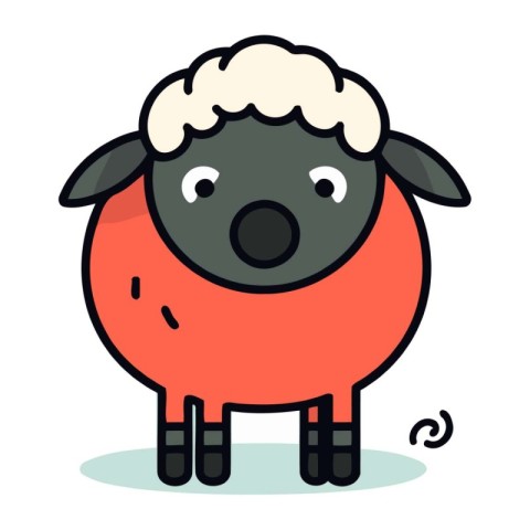 Cute cartoon sheep. Vector illustration. Isolated on white backg