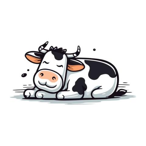 Vector illustration of a cute cartoon cow. Isolated on white bac