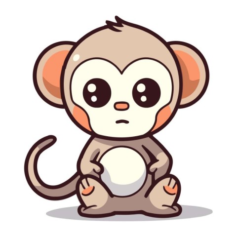 Monkey cartoon character vector illustration. Cute little monkey