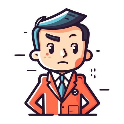 Vector illustration of a man in a suit with a sad face.