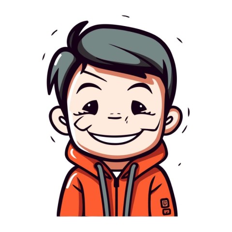 Illustration of a happy boy smiling and looking at the camera.