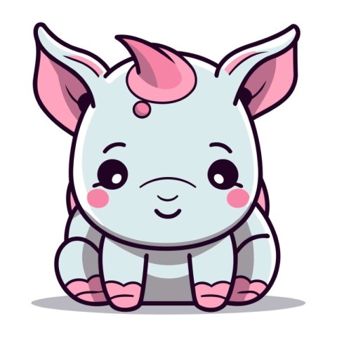 Cute rhinoceros character design. Animal cartoon collection.