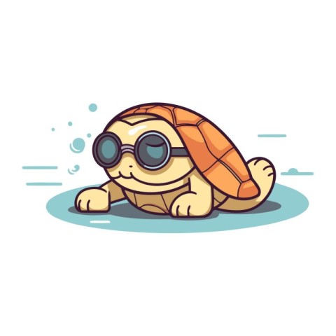 Cartoon turtle character with sunglasses. Vector illustration in