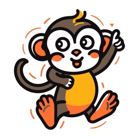 Cute cartoon monkey. Vector illustration in doodle style.