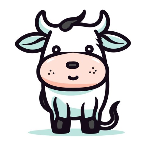 Cute cartoon cow. Vector illustration isolated on a white backgr