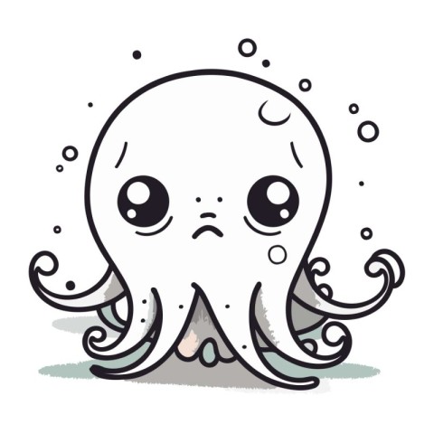 Cute cartoon octopus. Vector illustration isolated on white back