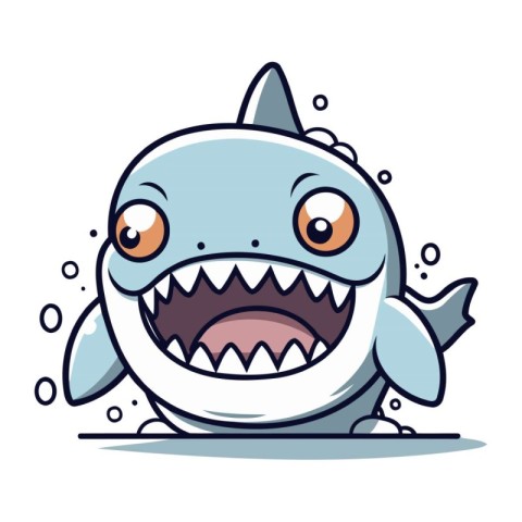 Shark Cartoon Character Mascot Flat Design Vector Illustration.