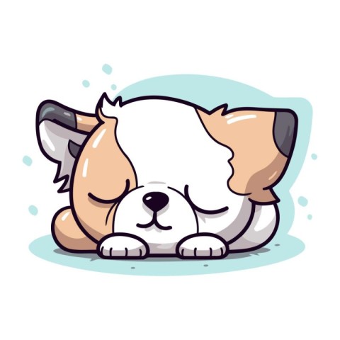 Cute cartoon dog sleeping. Vector illustration isolated on white