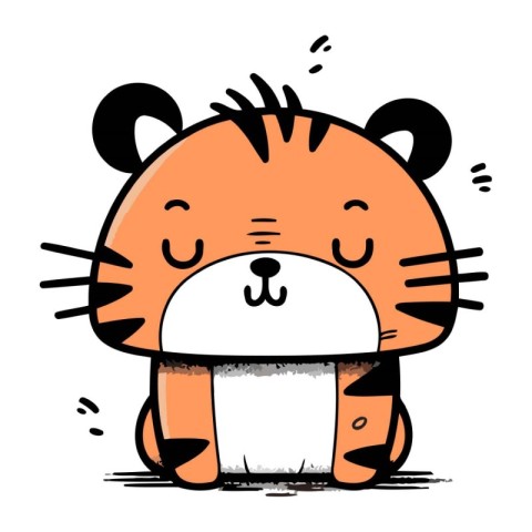 Cute tiger cartoon vector illustration. Cute cartoon tiger chara