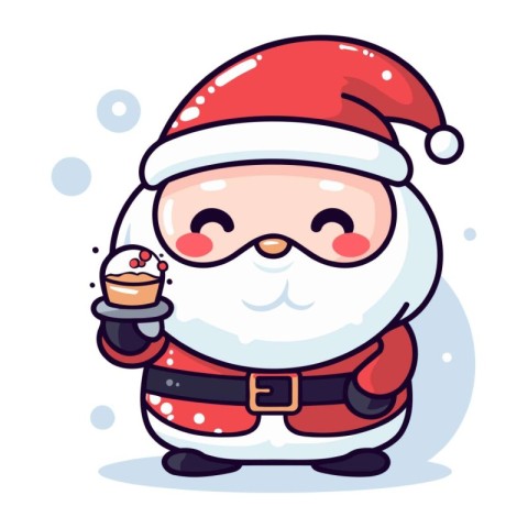 Cute Santa Claus with a glass of milk. Vector illustration.