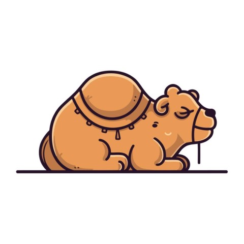 Cute cartoon hippopotamus sleeping. Vector illustration isolated