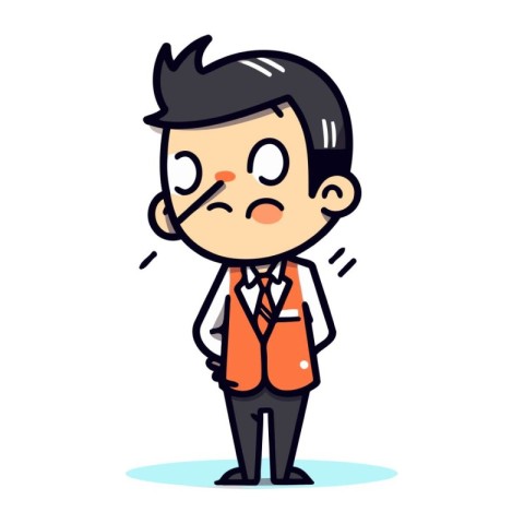 Sad Businessman   Cartoon Vector Illustration. Stressed Business