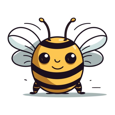 Vector illustration of a cute cartoon bee. Isolated on white bac