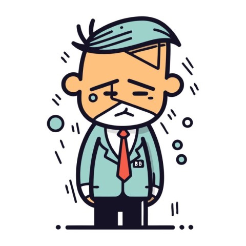 Character illustration design. Businessman sad cartoon.eps10 vec