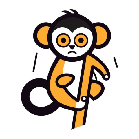 Cute cartoon monkey isolated on a white background. Vector illus