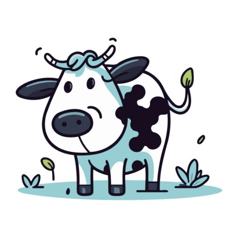 Cute cartoon cow. Vector illustration of a cow. Farm animal.